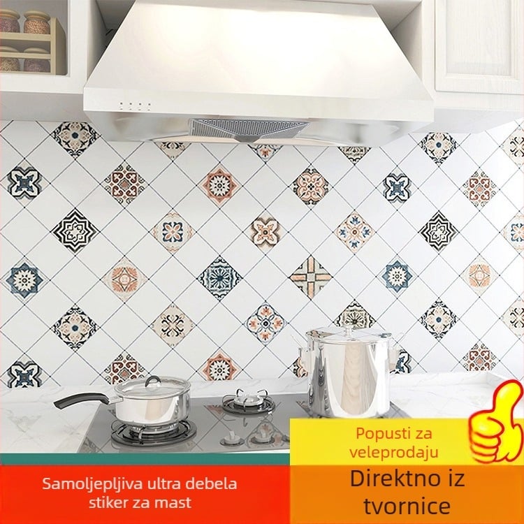 Samoljepljivi PVC zidni panel za kuhinju – vodootporan, otporan na masnoću, otporan na visoke temperature, četverostruka konstrukcija