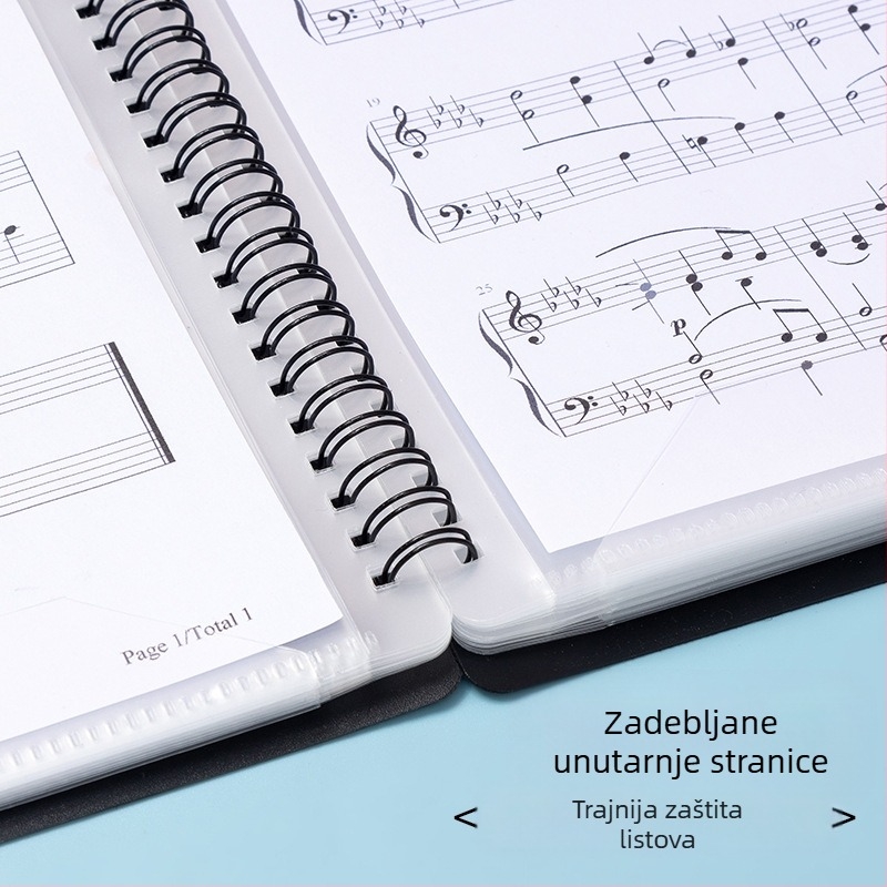 A4 Klip za gitarske partiture — prilagodljiv klip za klavirske partiture s umetnutim stranicama