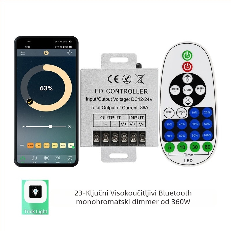 ZHENHUA KY-RF23-D1 RF dimmer za niskonaponske LED trake, DC12-24V, RF23-key daljinski upravljač