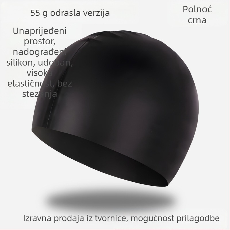 Kapa za plivanje od silikona - vodootporna, udobna, visoko elastična, unisex, za odrasle, za bazen (Materijal: silikon; Uzorak: jednobojan; Namijenjeno: odrasli; Scenarij: bazen)