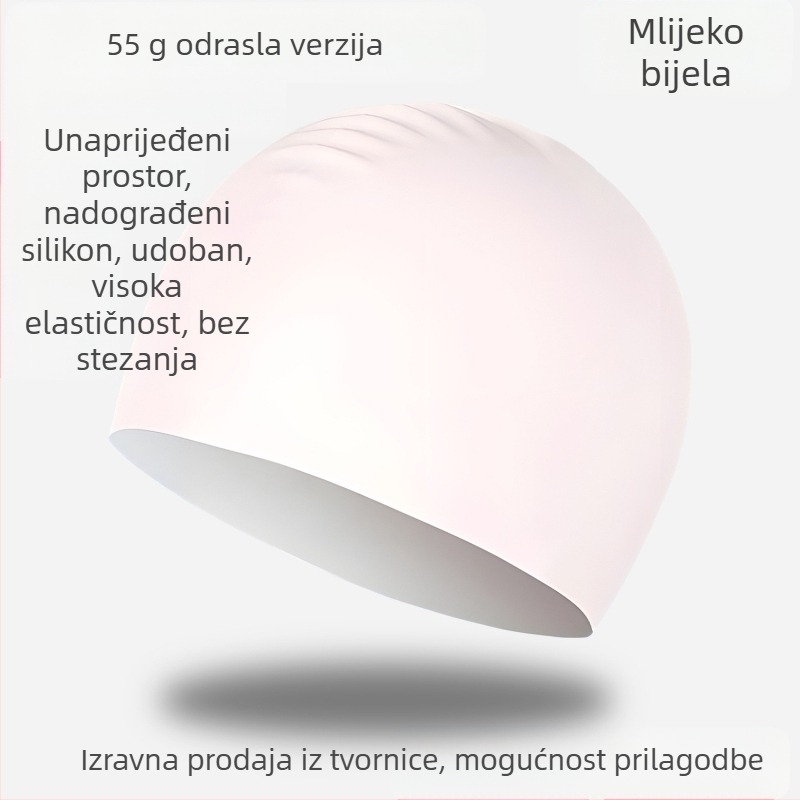 Kapa za plivanje od silikona - vodootporna, udobna, visoko elastična, unisex, za odrasle, za bazen (Materijal: silikon; Uzorak: jednobojan; Namijenjeno: odrasli; Scenarij: bazen)