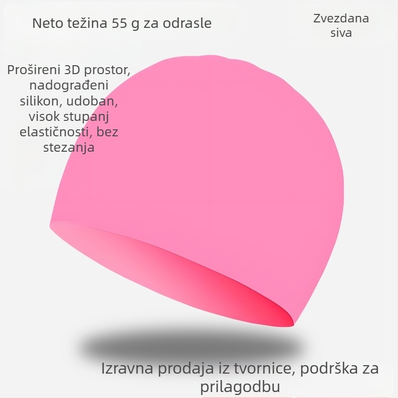 Kapa za plivanje od silikona - vodootporna, udobna, visoko elastična, unisex, za odrasle, za bazen (Materijal: silikon; Uzorak: jednobojan; Namijenjeno: odrasli; Scenarij: bazen)