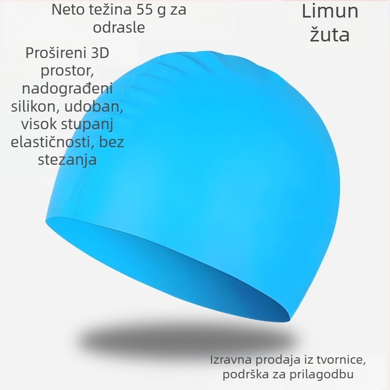 Kapa za plivanje od silikona - vodootporna, udobna, visoko elastična, unisex, za odrasle, za bazen (Materijal: silikon; Uzorak: jednobojan; Namijenjeno: odrasli; Scenarij: bazen)