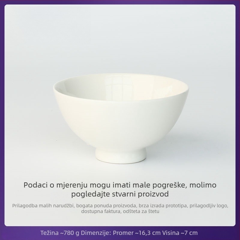 Porcelanska zdjela, prilagodljiva otisku logotipa, pogodna za mikrovalnu pećnicu, kućanska posuda