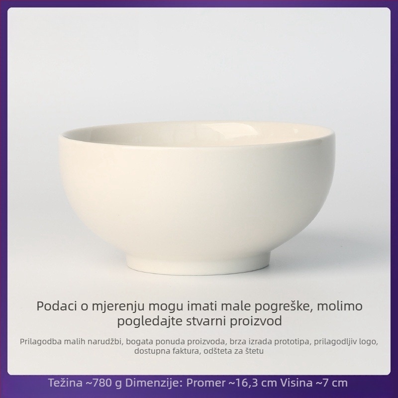 Porcelanska zdjela, prilagodljiva otisku logotipa, pogodna za mikrovalnu pećnicu, kućanska posuda