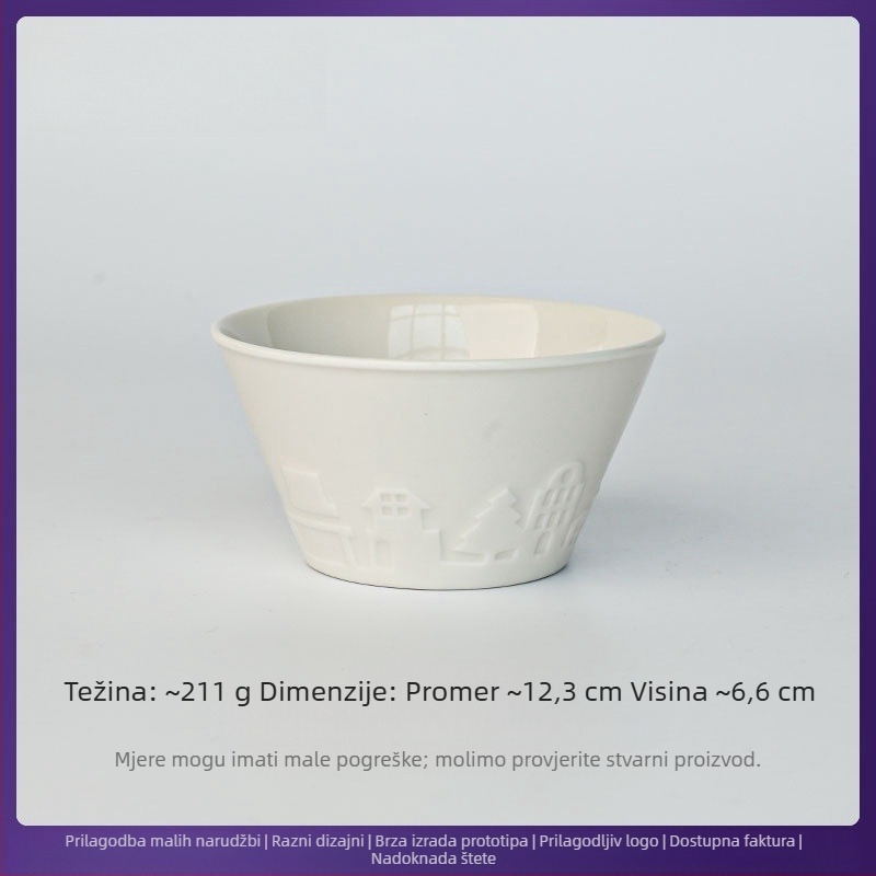 Porcelanska zdjela, prilagodljiva otisku logotipa, pogodna za mikrovalnu pećnicu, kućanska posuda
