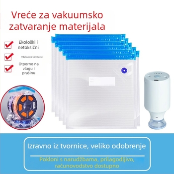 Vakuumske torbe za skladištenje filamenta za 3D ispis, PA+PE materijal, vakuumski tip kompresije, skup 260 komada, s pumpom