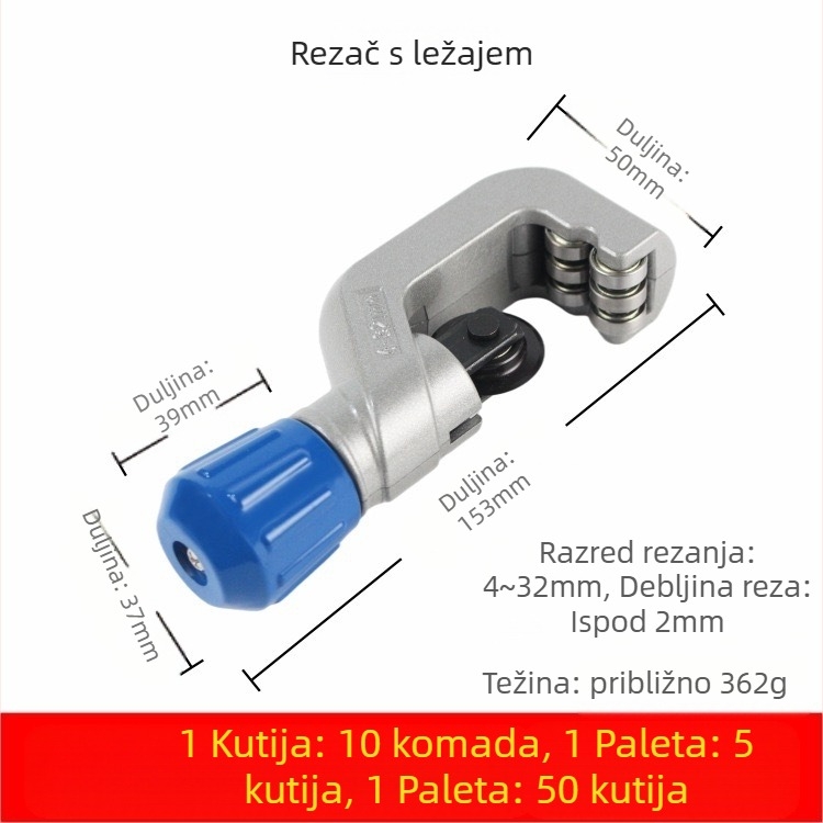 Cijevni reznik s ležajnim tipom – rotirajući, ručni, aluminijska konstrukcija