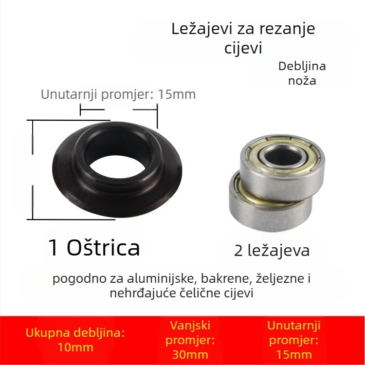 Cijevni reznik s ležajnim tipom – rotirajući, ručni, aluminijska konstrukcija