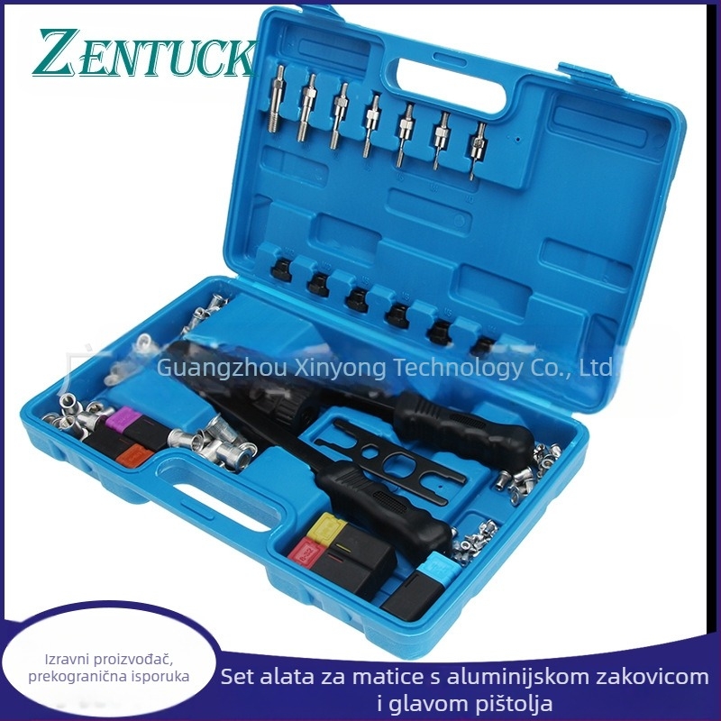 Ručni set alata za rivet-nut, 125 kom., aluminijske rivet-nut M3–M12, u kutiji, bez površinske obrade