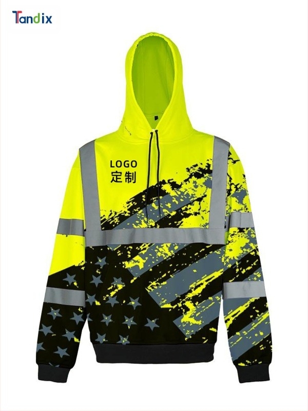Hoodie s 3D digitalnim printom logotipa, reflektirajući radno odijelo, glavni materijal 75% pamuk, podstava 65% pamuk, za muškarce