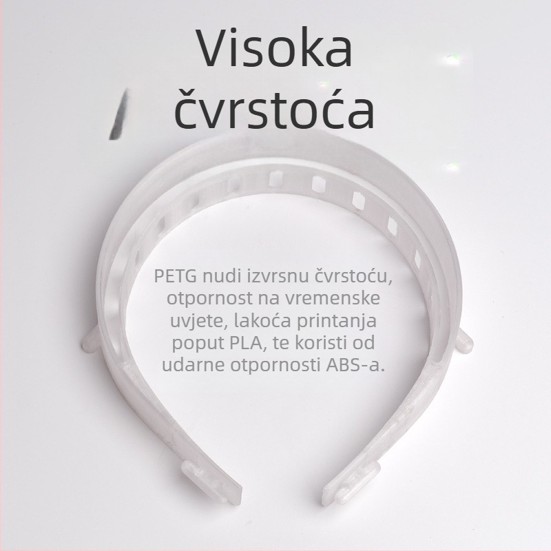 PETG filament za 3D printer – visoka prozirnost, visoka čvrstoća, 1 kg, FDM materijal
