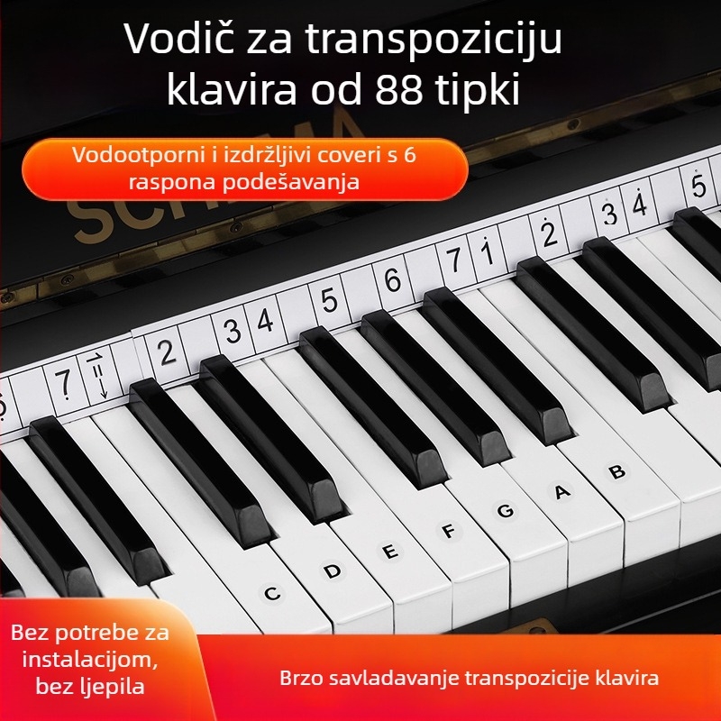 Piano transpozicijska linija za 88-tipkovni elektronički klavir – samoljepljiva naljepnica za tipkovnicu