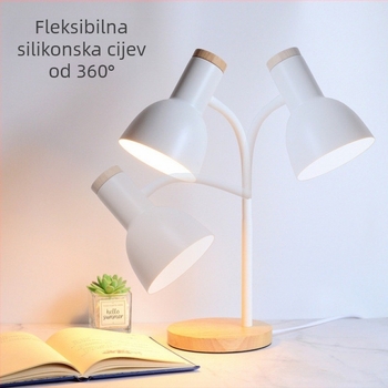 Nordijska LED stolna lampa s zaštitom očiju - CRI ≥90, napajanje iz utikača 220V, metalni abažur, gumbasti prekidač