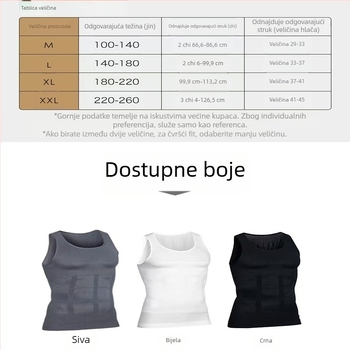 Velus najlonska muška bezrukavna sportska majica, I-forme, V-izrez, tkanina 181–200 g/m²