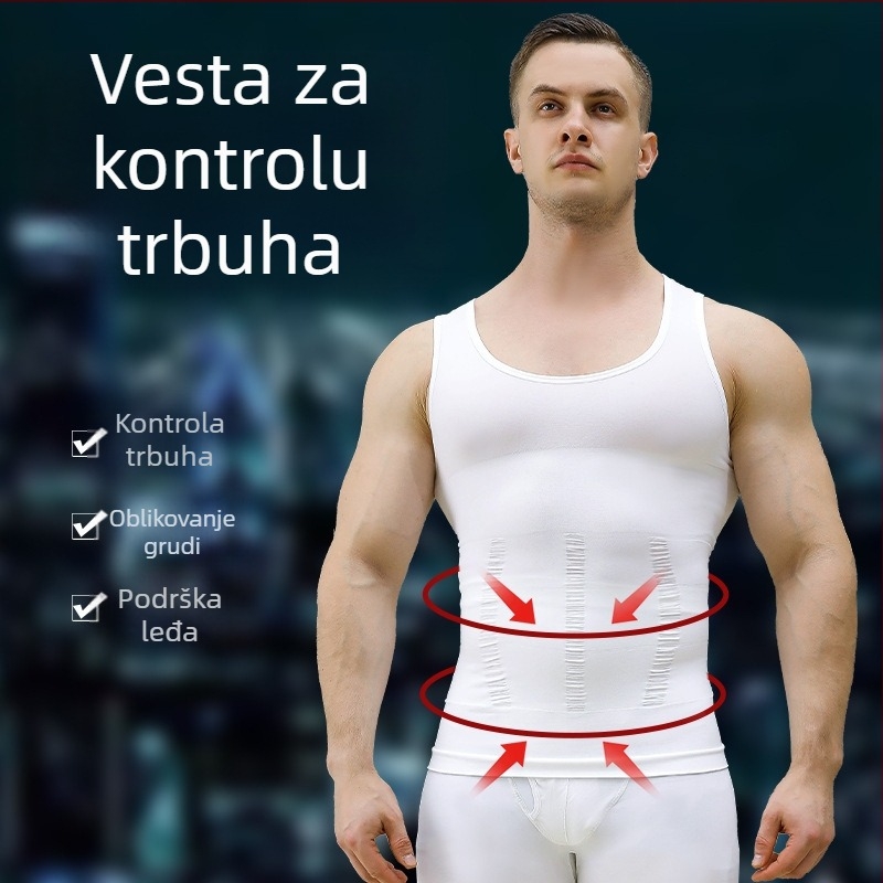 Velus najlonska muška bezrukavna sportska majica, I-forme, V-izrez, tkanina 181–200 g/m²