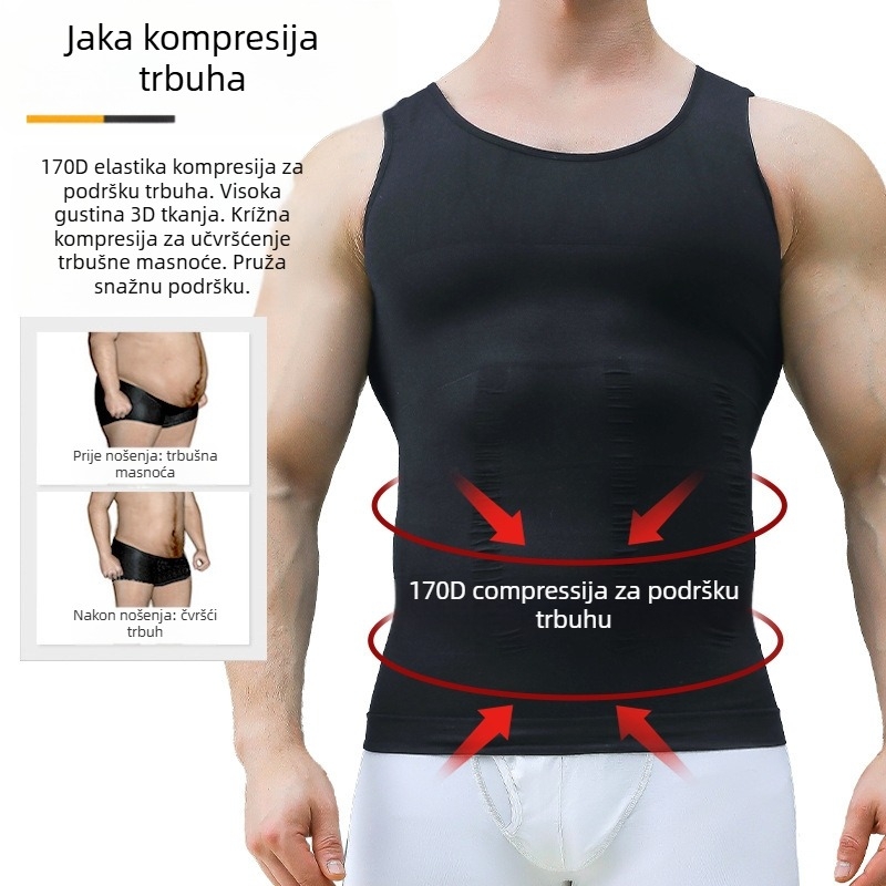 Velus najlonska muška bezrukavna sportska majica, I-forme, V-izrez, tkanina 181–200 g/m²