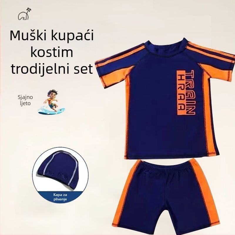 Dječji kupaći kostim za dječake, brzo sušeći set, dvodijelni kupaći, zaštita od sunca