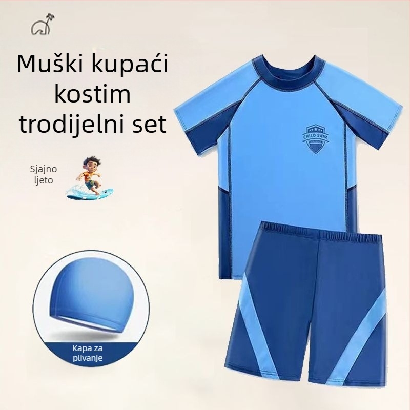 Dječji kupaći kostim za dječake, brzo sušeći set, dvodijelni kupaći, zaštita od sunca