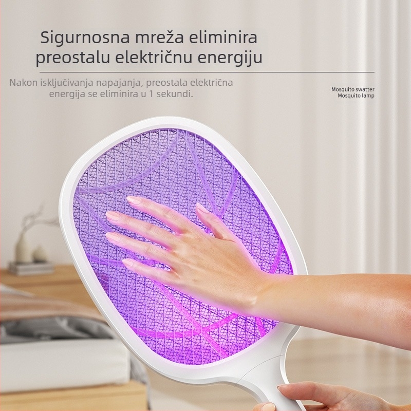 Električni štap za komarce s LED svjetlom, aluminijska mreža, ugrađena baterija ≤500 mAh, domet do 10㎡, višestruko podešavanje