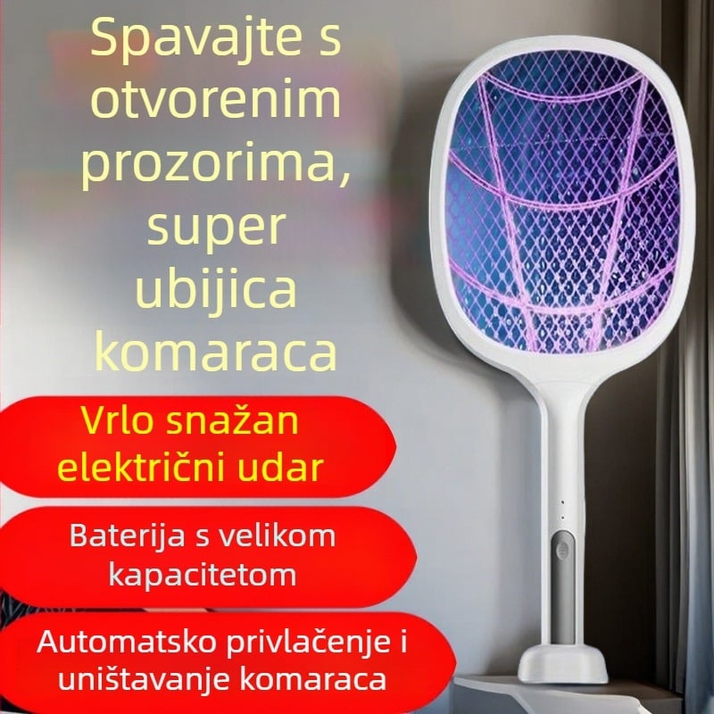 Električni štap za komarce s LED svjetlom, aluminijska mreža, ugrađena baterija ≤500 mAh, domet do 10㎡, višestruko podešavanje