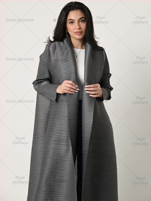Zgužvana šifonska Abaya haljina, duga haljina, 3/4 rukavi, 95% poliester