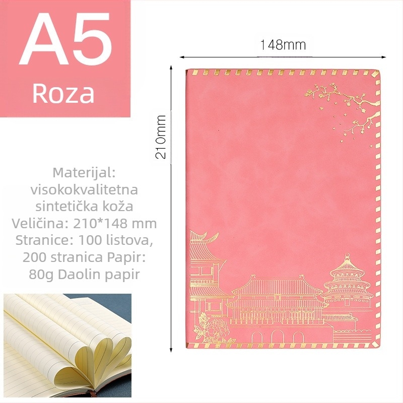 Bilježnica s kožnom imitacijom, ljepilo povez, Dowling papir, 100 stranica