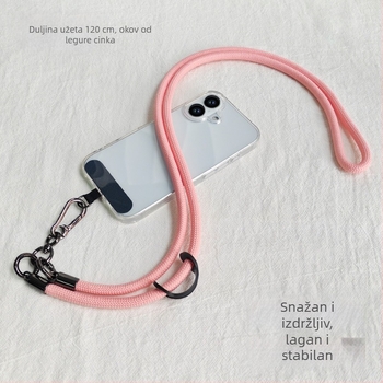 Jiang Runfa 7 mm crni kaiš za telefon, izvučni i prilagodljivi, anti-gubitak, privjesak za ključeve, pleteni crossbody kaiš