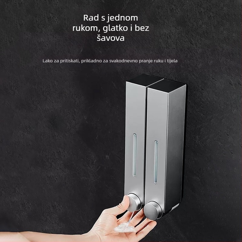 Zidni dozator sapuna i šampona, ABS, ručni pritisak, moderni minimalistički stil, kupaonica i kuhinja, brend British Hansha