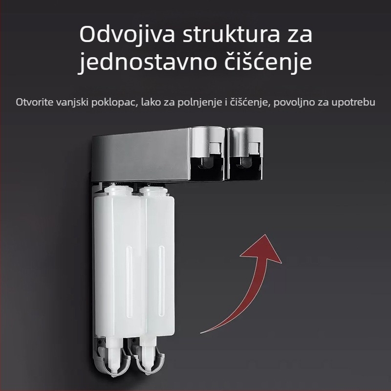 Zidni dozator sapuna i šampona, ABS, ručni pritisak, moderni minimalistički stil, kupaonica i kuhinja, brend British Hansha