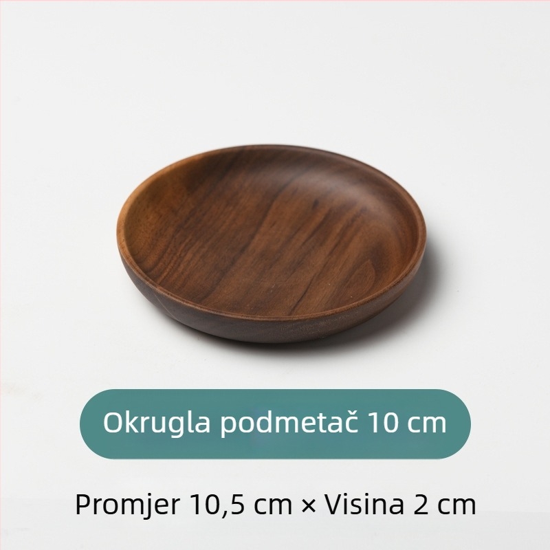 Okrugli drveni tanjur za sushi i voće, japanski stil, površina sprej bojom, tiskano logo