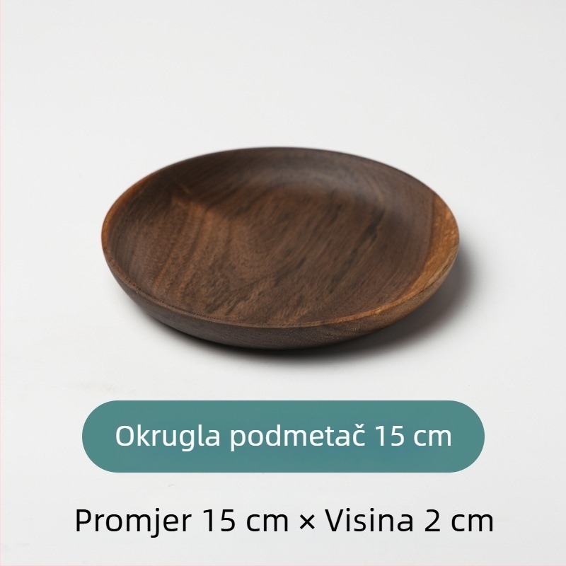 Okrugli drveni tanjur za sushi i voće, japanski stil, površina sprej bojom, tiskano logo