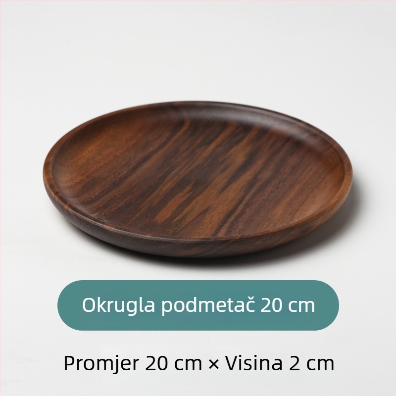 Okrugli drveni tanjur za sushi i voće, japanski stil, površina sprej bojom, tiskano logo