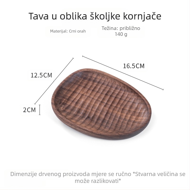Okrugli drveni tanjur za sushi i voće, japanski stil, površina sprej bojom, tiskano logo