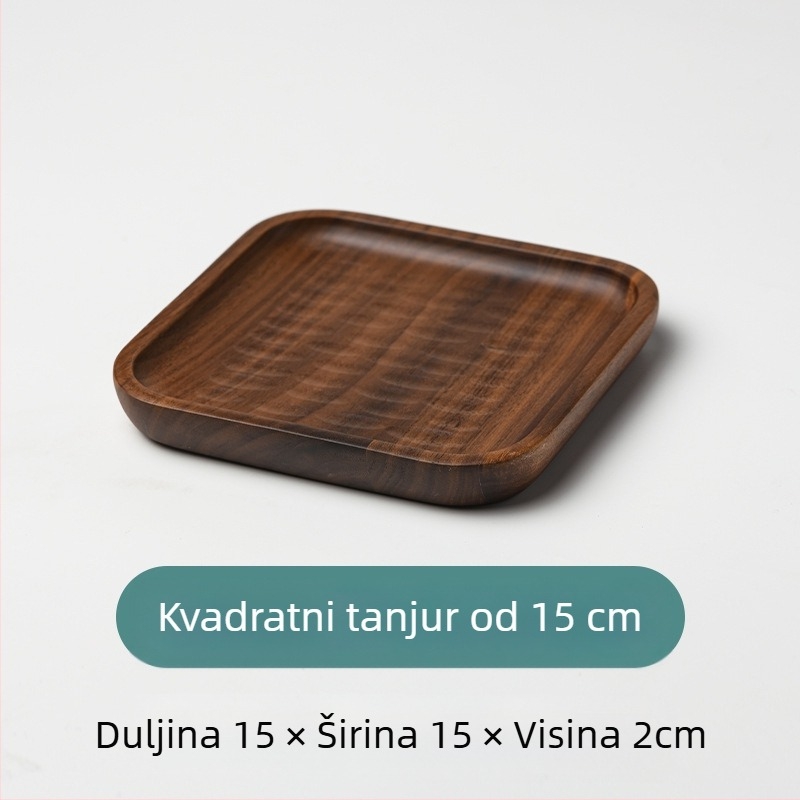 Okrugli drveni tanjur za sushi i voće, japanski stil, površina sprej bojom, tiskano logo