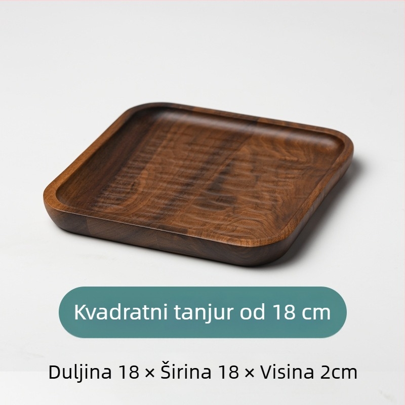 Okrugli drveni tanjur za sushi i voće, japanski stil, površina sprej bojom, tiskano logo