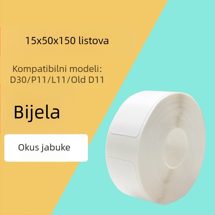 Papir za etikete za kodirajući stroj P11/P15 — termalni sintetički papir, 75G, vodotopivo ljepilo na bazi vode, vodootporan i otporan na kidanje, kompatibilan s P11/P15