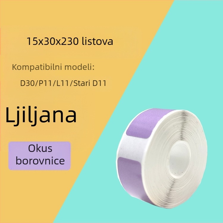Papir za etikete za kodirajući stroj P11/P15 — termalni sintetički papir, 75G, vodotopivo ljepilo na bazi vode, vodootporan i otporan na kidanje, kompatibilan s P11/P15