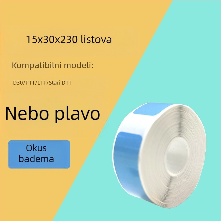 Papir za etikete za kodirajući stroj P11/P15 — termalni sintetički papir, 75G, vodotopivo ljepilo na bazi vode, vodootporan i otporan na kidanje, kompatibilan s P11/P15