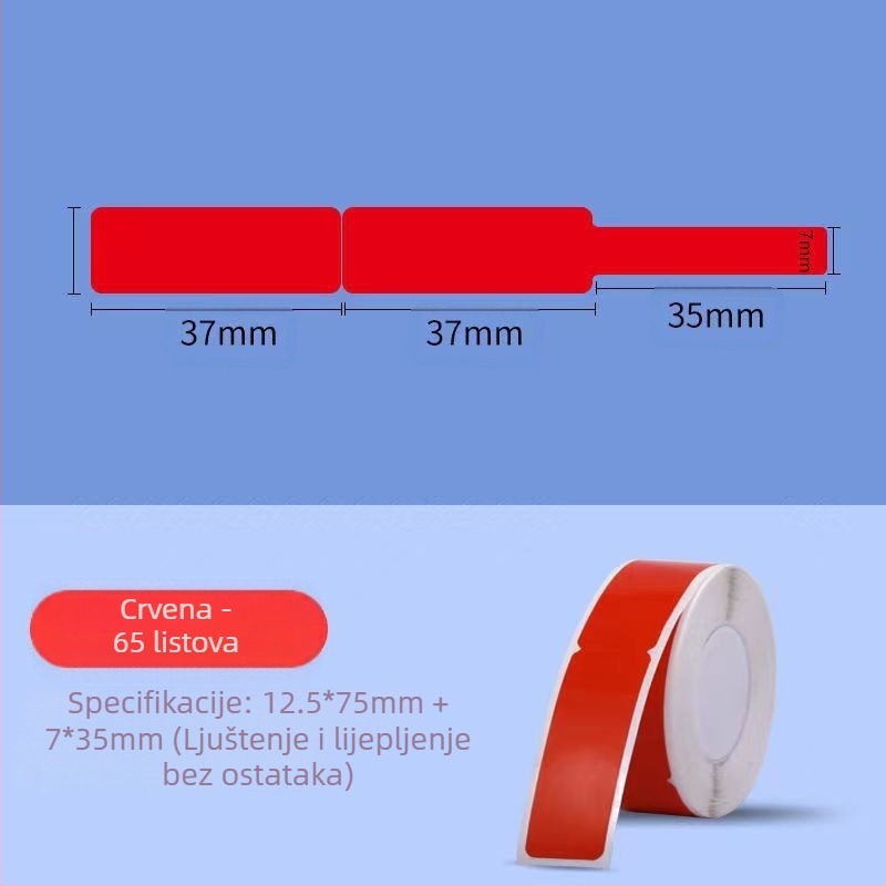 Papir za etikete za kodirajući stroj P11/P15 — termalni sintetički papir, 75G, vodotopivo ljepilo na bazi vode, vodootporan i otporan na kidanje, kompatibilan s P11/P15