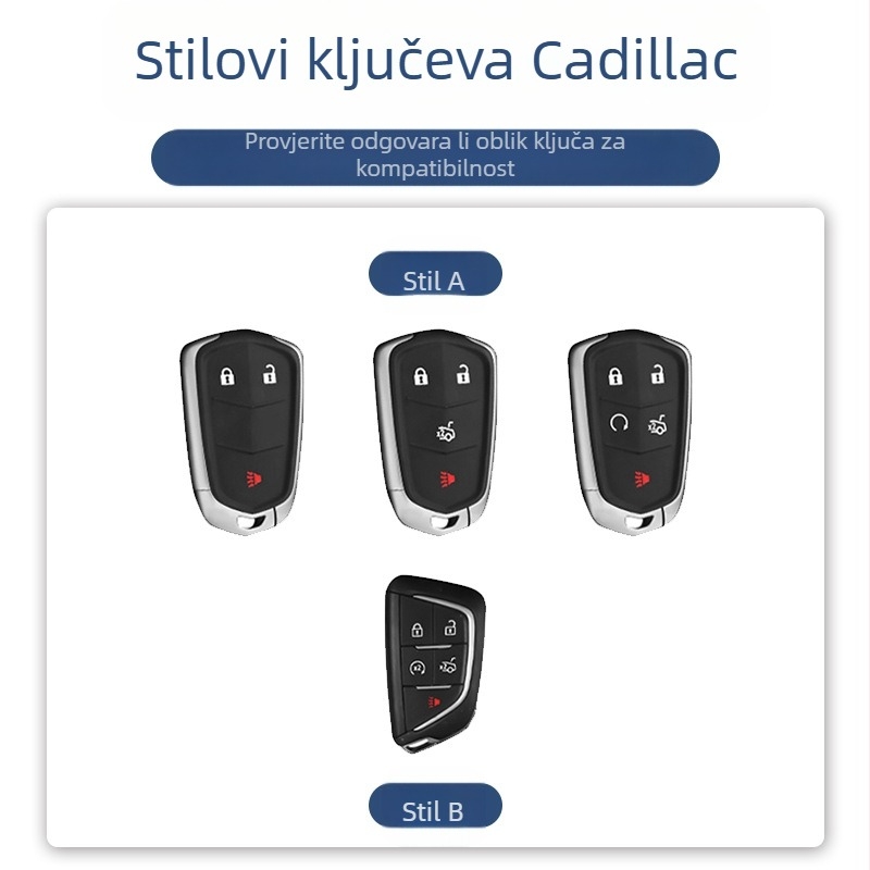 Etui za Cadillac ključ CT4/CT5/CT6/XTS/XT4/XT5/XT6/ATSL – cinkova legura, poslovni stil