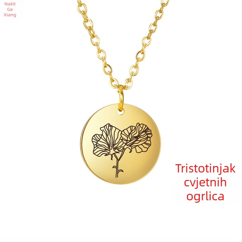 Ogrlica: Cartoon cvijeće dizajn; materijal: titan čelik; privjesak: titan čelik; lanac: križni lanac; unisex.