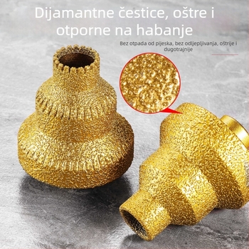 Dijamantna Pagoda korak bušilica za pločice i kamen – višenamjenski bit za otvaranje rupa, zaobljenje rubova i brušenje kutnom brusilicom