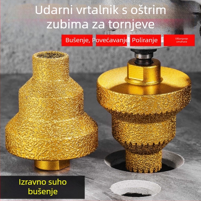 Dijamantna Pagoda korak bušilica za pločice i kamen – višenamjenski bit za otvaranje rupa, zaobljenje rubova i brušenje kutnom brusilicom