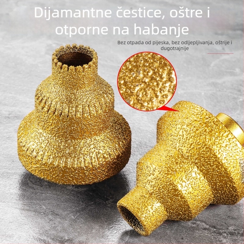 Dijamantna Pagoda korak bušilica za pločice i kamen – višenamjenski bit za otvaranje rupa, zaobljenje rubova i brušenje kutnom brusilicom