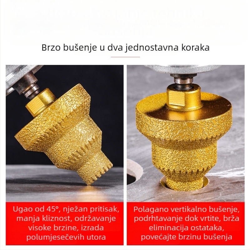 Dijamantna Pagoda korak bušilica za pločice i kamen – višenamjenski bit za otvaranje rupa, zaobljenje rubova i brušenje kutnom brusilicom