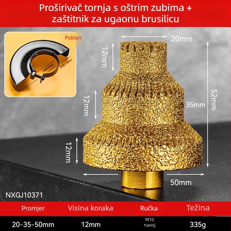 Dijamantna Pagoda korak bušilica za pločice i kamen – višenamjenski bit za otvaranje rupa, zaobljenje rubova i brušenje kutnom brusilicom