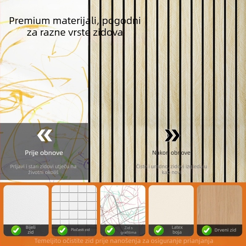 Samolepljiva PVC zidna obloga s drvenim uzorkom i mrežastim uzorkom, vodootporna i otporna na vlagu, za pozadinu zida dnevnog boravka uz TV