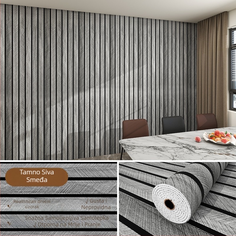 Samolepljiva PVC zidna obloga s drvenim uzorkom i mrežastim uzorkom, vodootporna i otporna na vlagu, za pozadinu zida dnevnog boravka uz TV