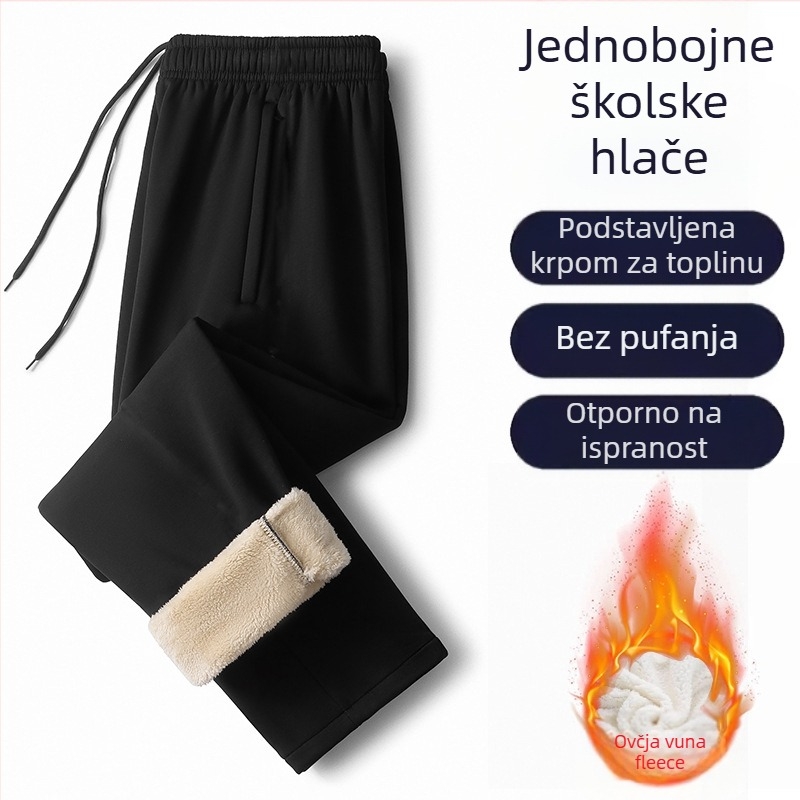 Unisex hlače za školsku uniformu, udoban slobodan kroj, pamuk materijal, zimska toplina, za učenike srednje škole